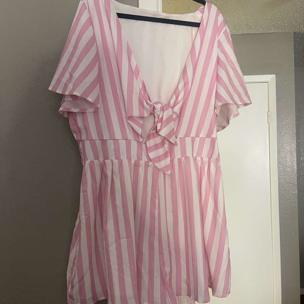 Pink Striped Women's romper